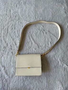 JW PEI Ivory Textured Shoulder Bag with Gold Hardware